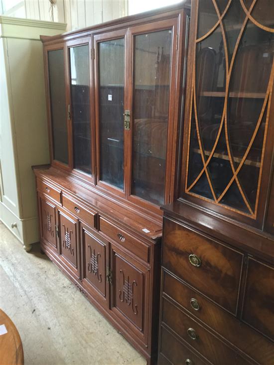 Chinese hardwood glazed bookcase(-)